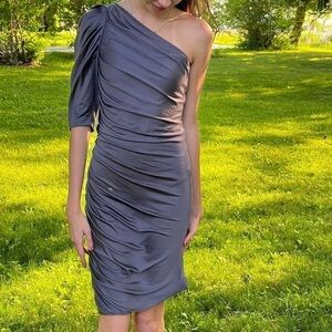 HALSTON Heritage Grey Off Shoulder Dress Size 6